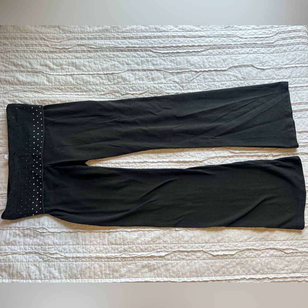 Victoria Secret diamond embellished black ombré silver yoga pants flared